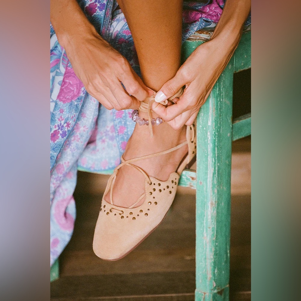 Spell And The Gypsy Juliette Suede Tie Up Ballet Flat NIB! - Picture 1 of 4